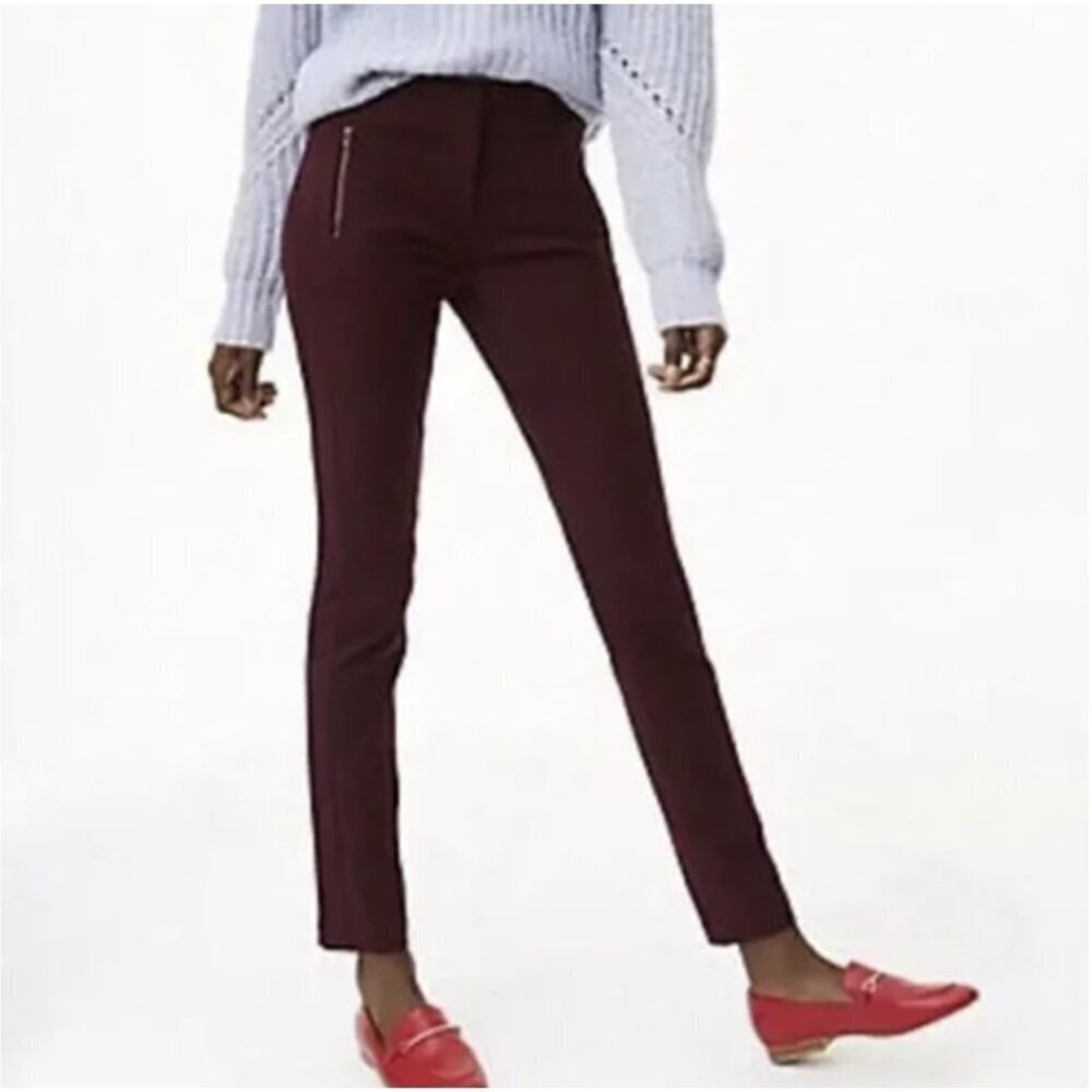💥Loft Julie Brundy Flat Front Zip Moto High Waist Skinny Denim Pants